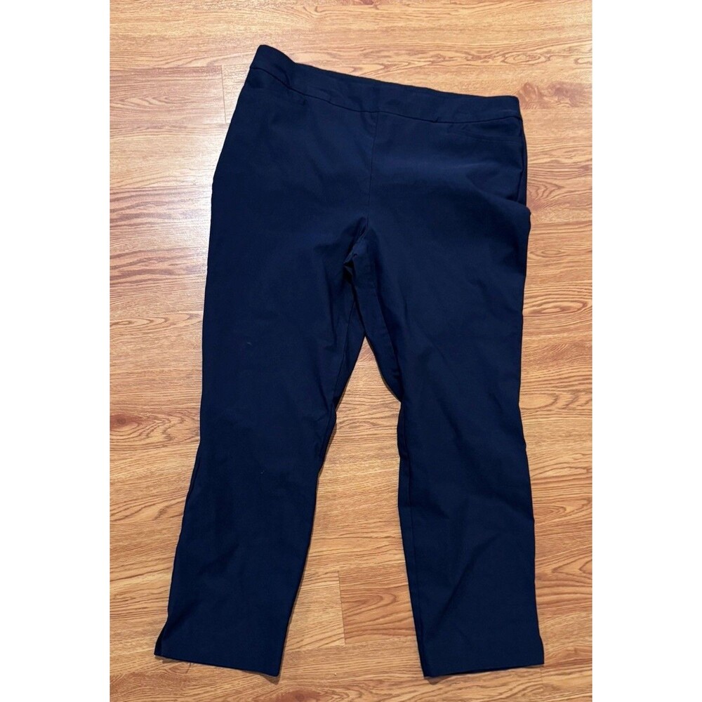 Chico's Size 2.5 (US 14) Career Pull-On Pants Stretch Navy Blue Pockets Office
